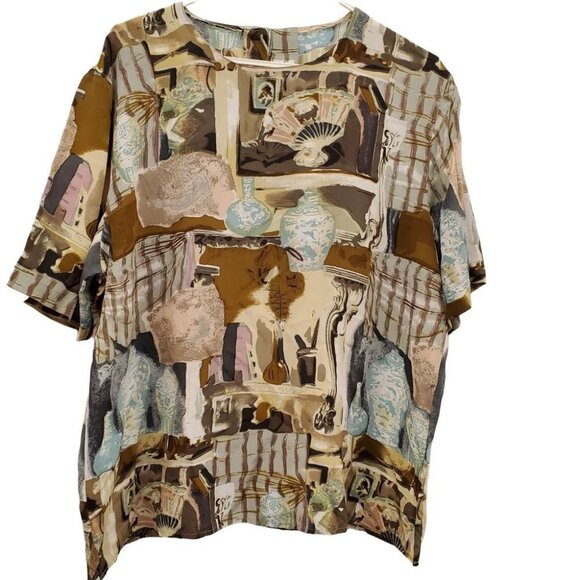 Vintage Abstract Home Decor Patterned  Blouse - Picture 1 of 7